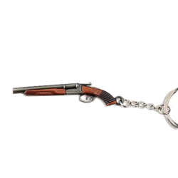 ACM Porte Clé Métal Fusil à Pompe Gris/Marron 70mm