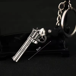 ACM Porte Clé Métal Revolver Chrome/Bk 50mm