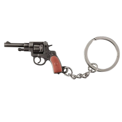 ACM Porte Clé Métal Revolver Gris/Marron 50mm