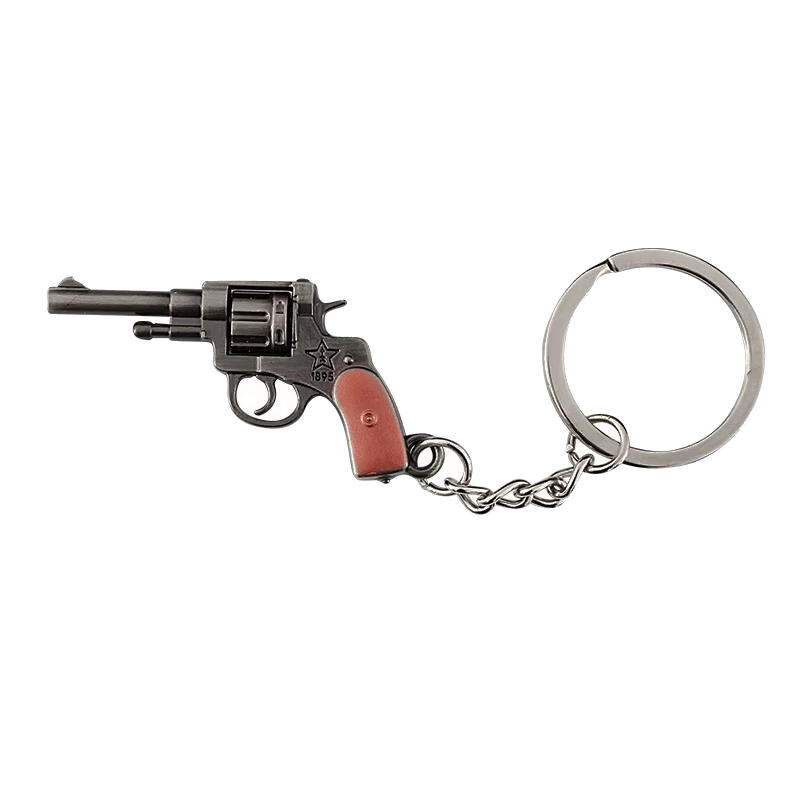 ACM Porte Clé Métal Revolver Gris/Marron 50mm