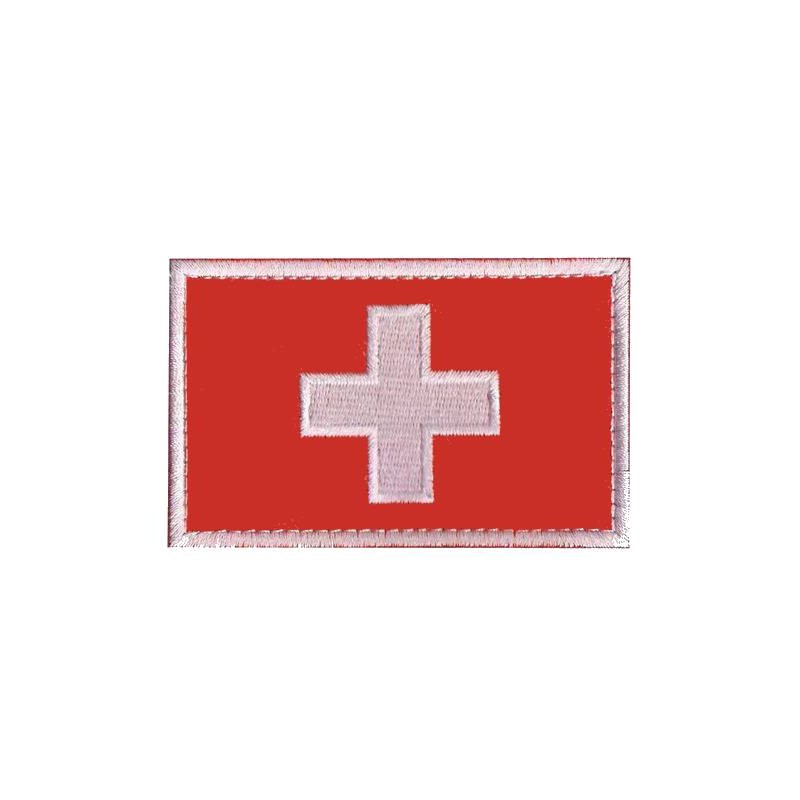 ACM Patch Brodé Drapeau Suisse Rouge/Blanc 80x50mm