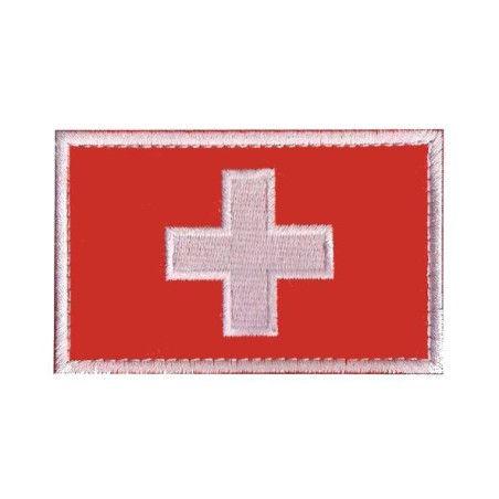 ACM Patch Brodé Drapeau Suisse Rouge/Blanc 80x50mm