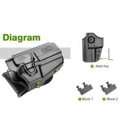 ACM Gun Flower Holster Droitier OWB Rigide Universel Noir Per-Fit