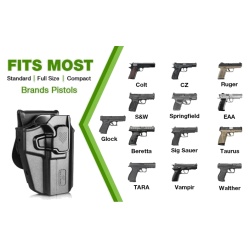 ACM Gun Flower Holster Droitier OWB Rigide Universel Noir Per-Fit